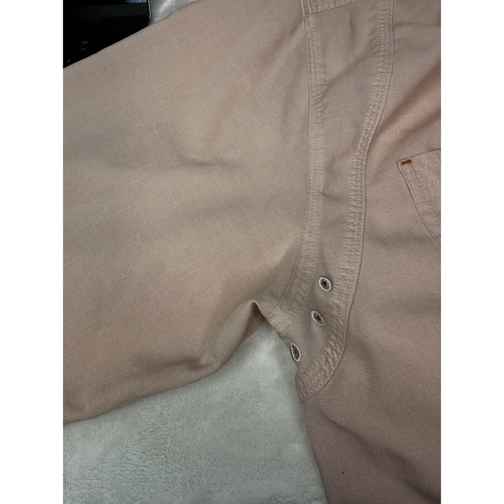 Orvis Shirt Mens Large Pink Vented Outdoors Polyester Fishing hiking Camp